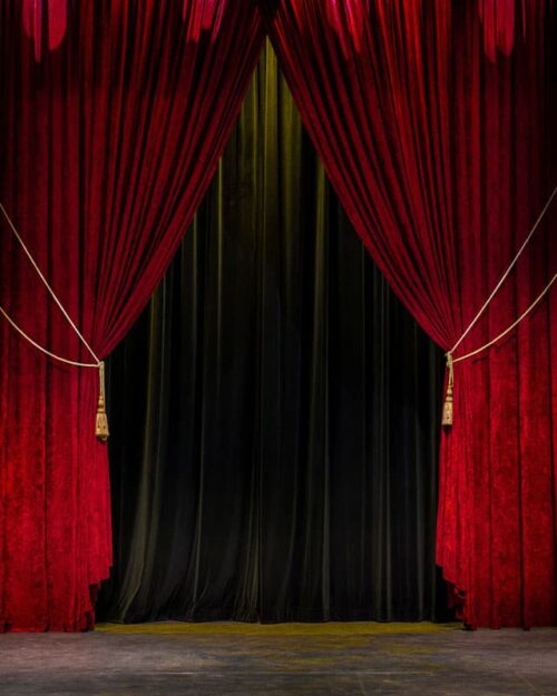 Fire Retardant Polyester Upholstery Velvet Stage Velvet Curtain Drapes For Theater