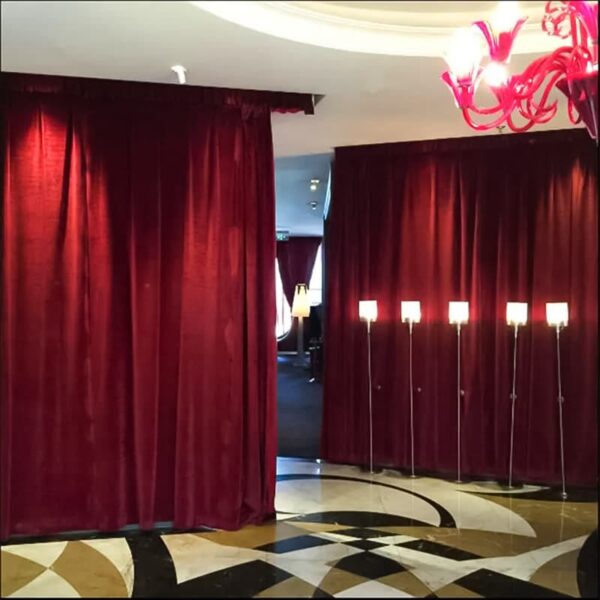 Fire Retardant Polyester Upholstery Velvet Stage Velvet Curtain Drapes For Theater