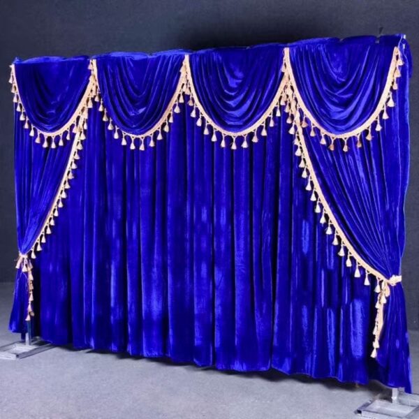 Fire Retardant Polyester Upholstery Velvet Stage Velvet Curtain Drapes For Theater