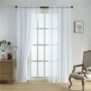 Fire Retardant Voile Fabric Rod Pocket Window Treatment Transparent Sheer Curtains