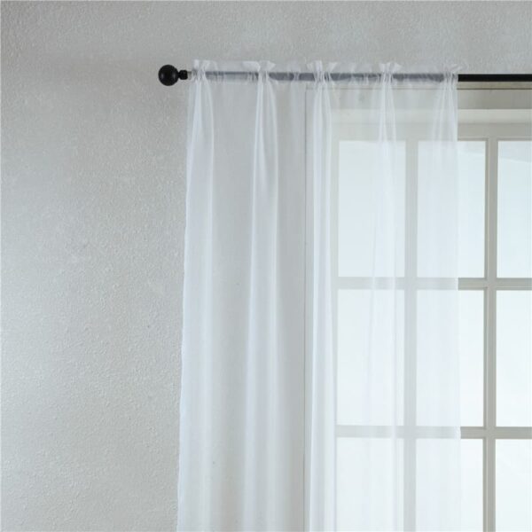 Fire Retardant Voile Fabric Rod Pocket Window Treatment Transparent Sheer Curtains