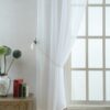 Fire Retardant Voile Fabric Rod Pocket Window Treatment Transparent Sheer Curtains