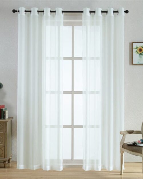 Fire Resistant Sheer Voile Window Curtain Grommet Bedroom Living Room