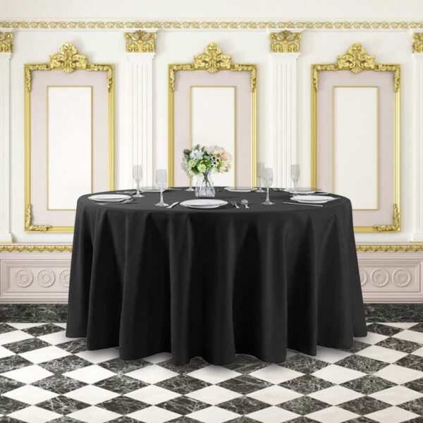 Flame Retardant Poly Premiere Fabric Round Table Cloth For Wedding Banquet Parties