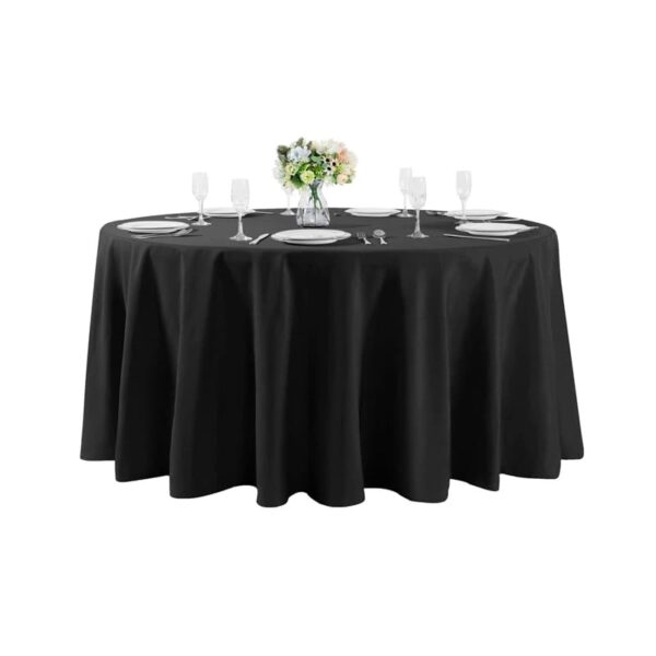 Flame Retardant Poly Premiere Fabric Round Table Cloth For Wedding Banquet Parties
