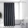 Flame retardant waterproof black shower curtain with checkered pattern