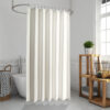 Flame retardant waterproof white shower curtain with checkered pattern