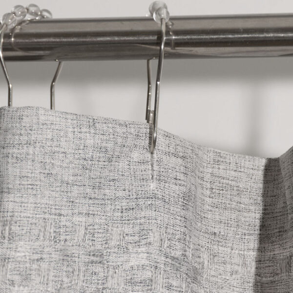 Flame retardant grey checkered shower curtain