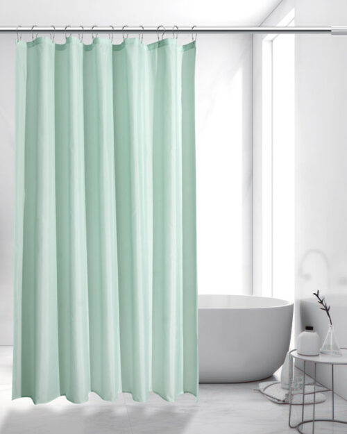 Flame retardant waterproof solid green shower curtain