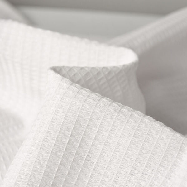 Flame retardant white checkered shower curtain