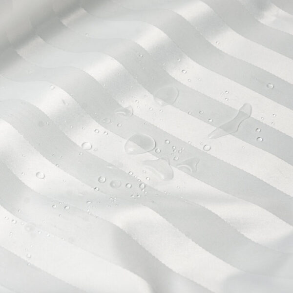 Flame retardant waterproof white striped shower curtain