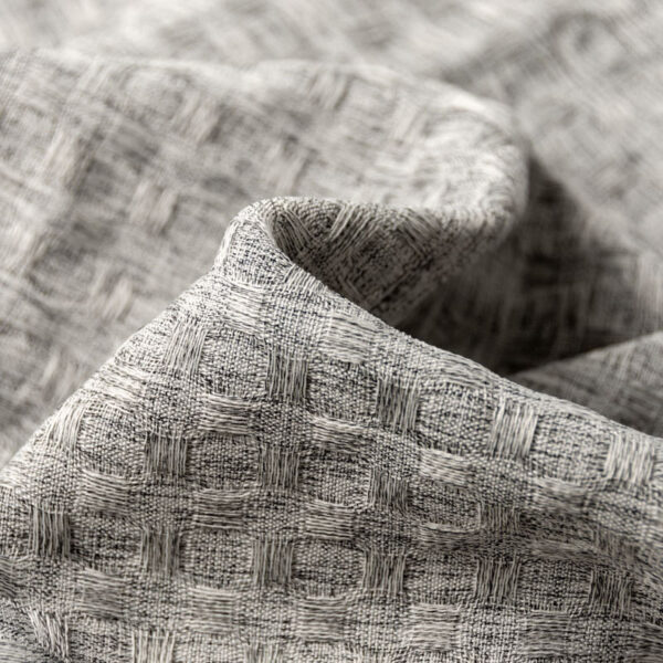 Flame retardant grey checkered shower curtain