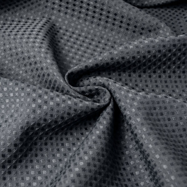 Flame retardant waterproof black shower curtain with checkered pattern
